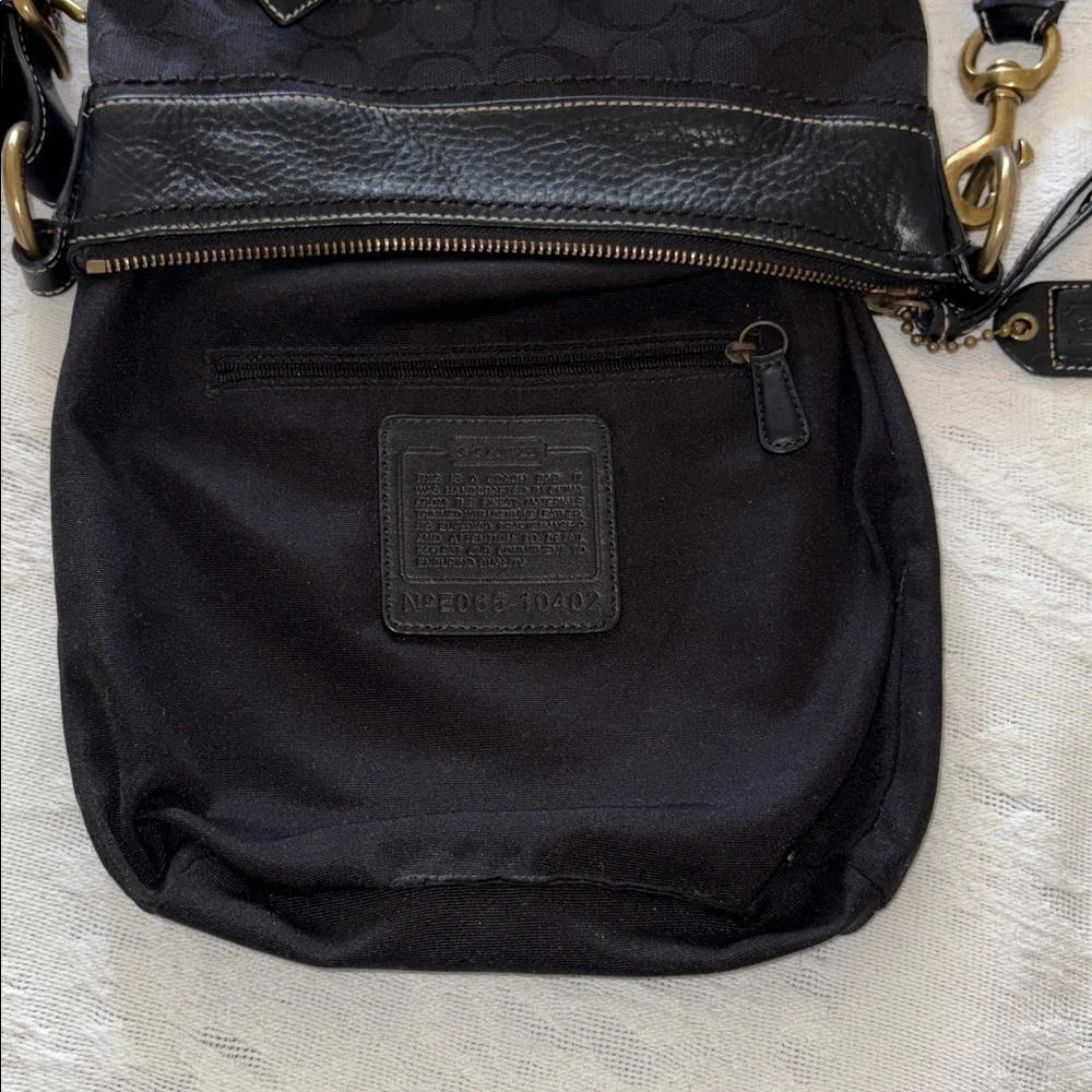 BNWOT Coach Black Leather/Canvas Crossbody Bag